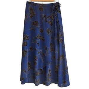 Bobeau Womens Faux Wrap Dark Floral Midi Skirt Size S Fairy Grunge Preppy Lined